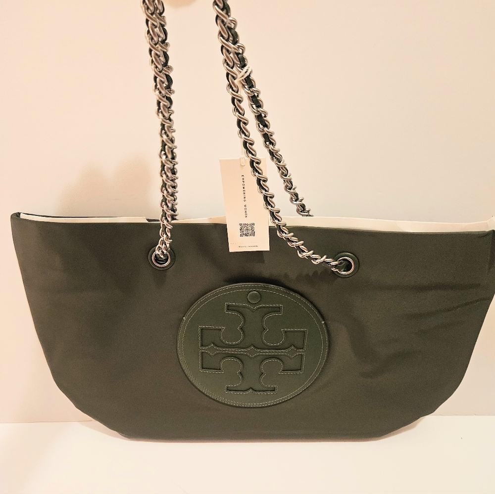 Tory Burch Olive Green Ella Chain Tote